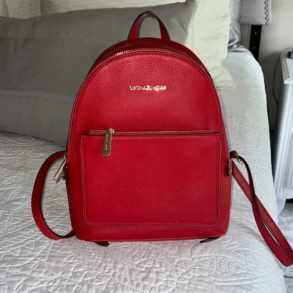 Michael Kora Red Mini Backpack ? Michael Kors Red Grained Leather Mini Rhea Backpack | eBay main image 3